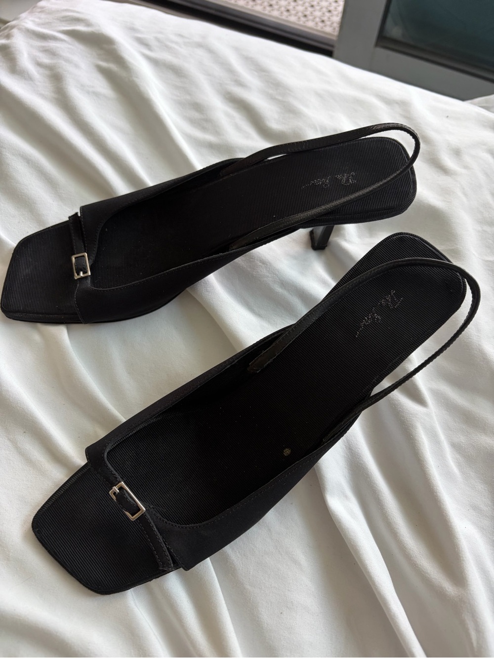 The Row Black Slingback Kitten Heel Sandals